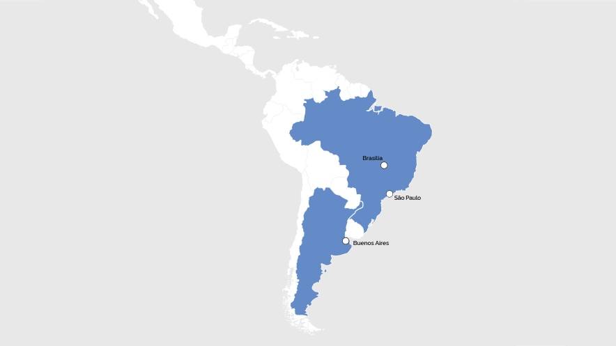 Map of CNP Assurances locations in Latin America